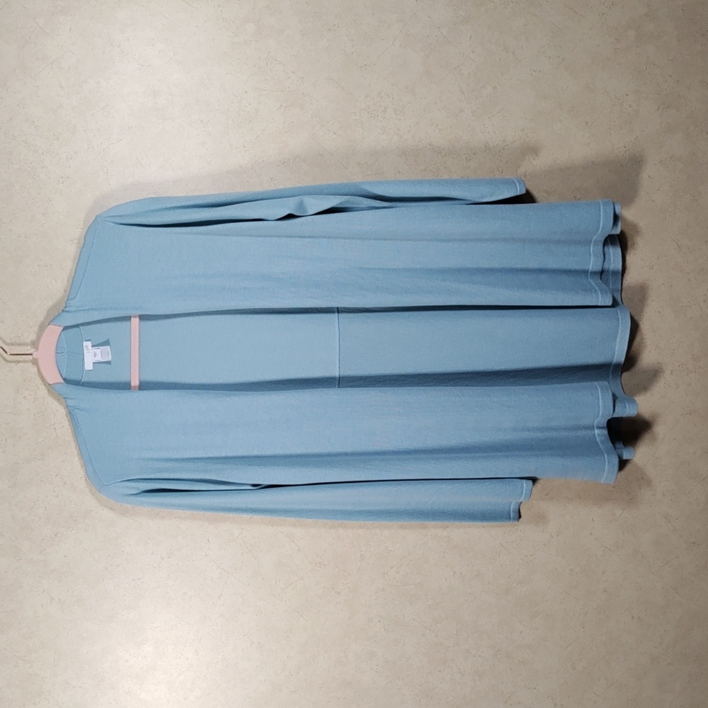 6W01 J. Jill aqua lightweight wool blend long line cardigan L